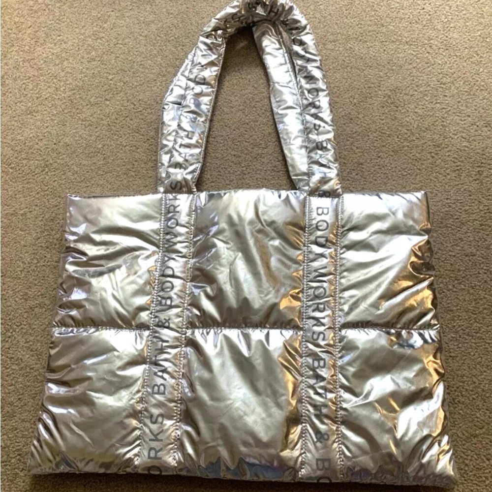 Bath And Body Works Tote 2024 Black Friday Silver PUFFY Bag New